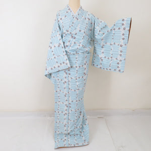 Komon Hanashi Pattern Washable Kimono Polyester Land Lined Lined Wide Collar Round Casual Casual Height 166cm