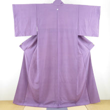 Load image into Gallery viewer, 江戸小紋 鮫文 紫色 袷 広衿 縫い一つ紋 木瓜紋 正絹 カジュアル 仕立て上がり着物 身丈160cm