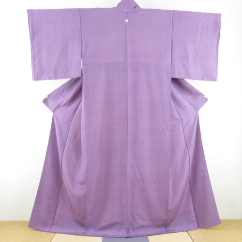 江戸小紋 鮫文 紫色 袷 広衿 縫い一つ紋 木瓜紋 正絹 カジュアル 仕立て上がり着物 身丈160cm
