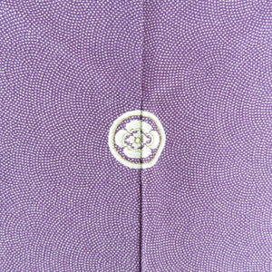 江戸小紋 鮫文 紫色 袷 広衿 縫い一つ紋 木瓜紋 正絹 カジュアル 仕立て上がり着物 身丈160cm