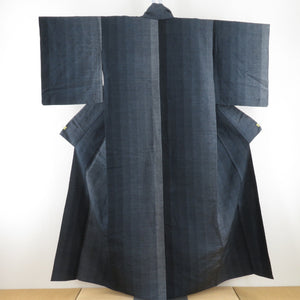 Tsumugi kimono single clothing stick striped pure silk color gradation wide collar casual kimono tailoring