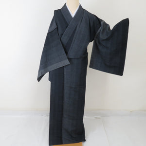Tsumugi kimono single clothing stick striped pure silk color gradation wide collar casual kimono tailoring