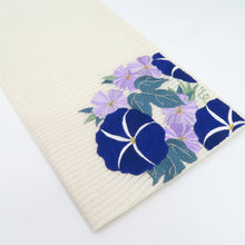 Load image into Gallery viewer, Matsumatsu -an half -width belt for summer embroidery Morning face half -width white polyester Washable small zone small zone tailored 384cm