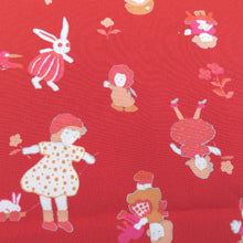 Load image into Gallery viewer, Matsumatsu -an Obi -fried Pure silk girl rabbit Modern pattern red silk 100 % casual length 166cm