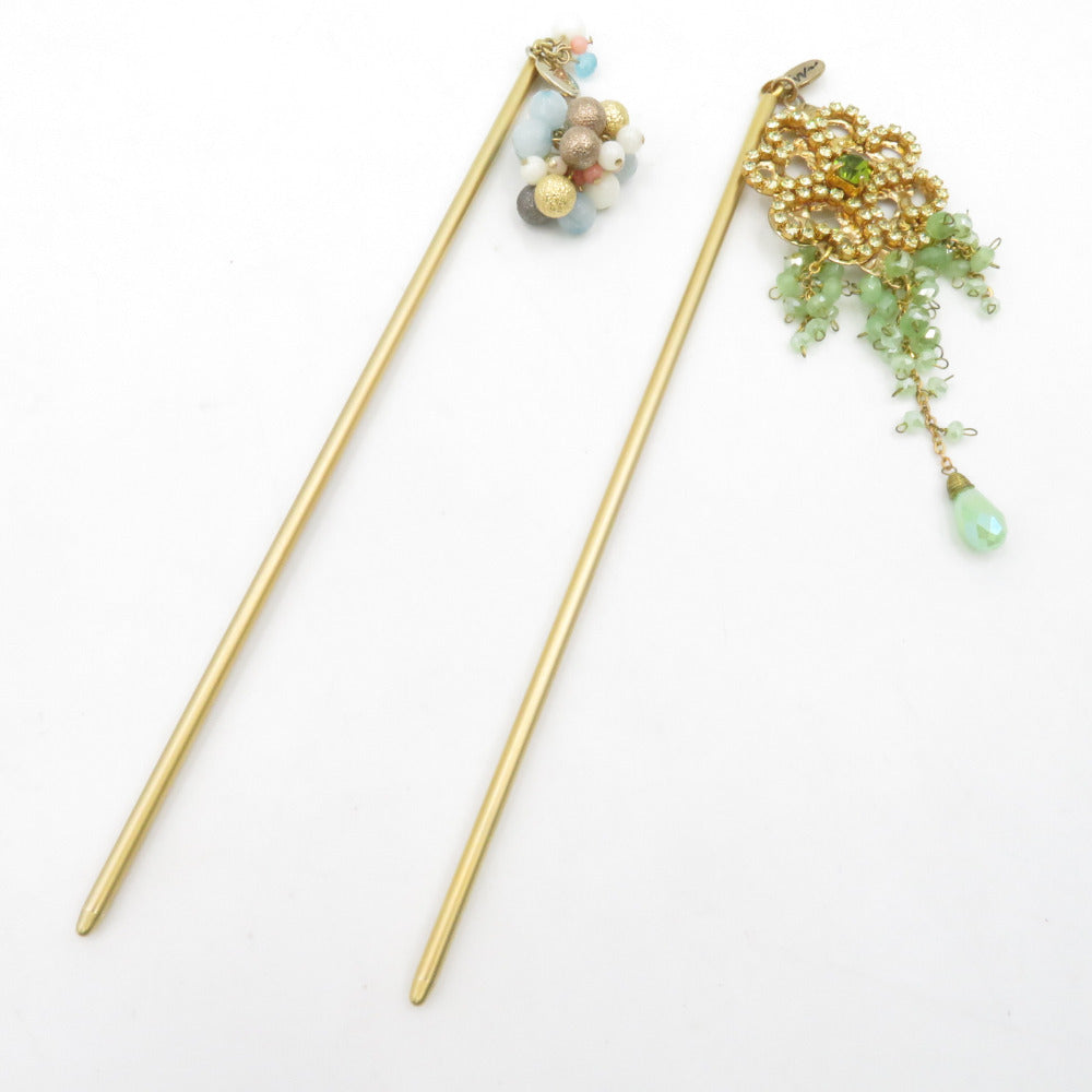 Kanzashiya Wargo Kanzashi 2 sets set one golden jewel beads hair accessories