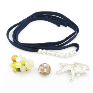 Obi 3 points 3 minutes 3 minutes string summary set Goldfish beads pearl casual Japanese accessory