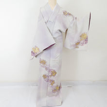 Load image into Gallery viewer, Visit clothing embroidery cloud removal Purple dye Light purple lined lined lined lined coil without silk crest Semi -formal tailored kimono 158cm