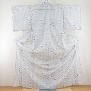 Summer kimono Koneminhai leaf on the leaves of Karako Single garlic polyester Washable kimono white bee collar tailored 167cm