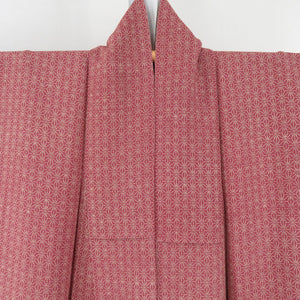 Komonhami's leaf sentence single garment red brown pure silk wide collar casual kimono 158cm