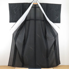 Load image into Gallery viewer, Summer kimono Komon Konjin Gauze Power Dota sentence Pure silk Black wide collar tailored