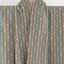 Load image into Gallery viewer, Kimono decoration Vertical striped Pattern Green Brown Lined Collar Silk Casual Casual Kimono Tailor