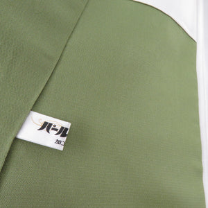 御召着物 飾り縦縞文様 緑茶色 袷 広衿 正絹 カジュアル着物 仕立て上がり 身丈161cm