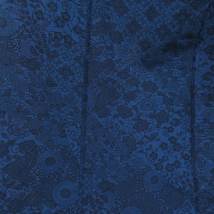 Komon Tsumugi Aizen Flower Aquarium Pure Silk Navy Blue Lined Lined Wide Casual Casual Tailoring Kimono Studio 162cm