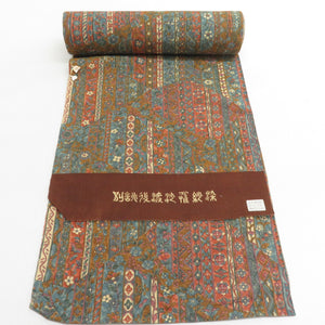 Refreshing silk Komonki shaku shaku shaku brown brown sartary kimono fabric unadviled Japanese judge length 1200cm