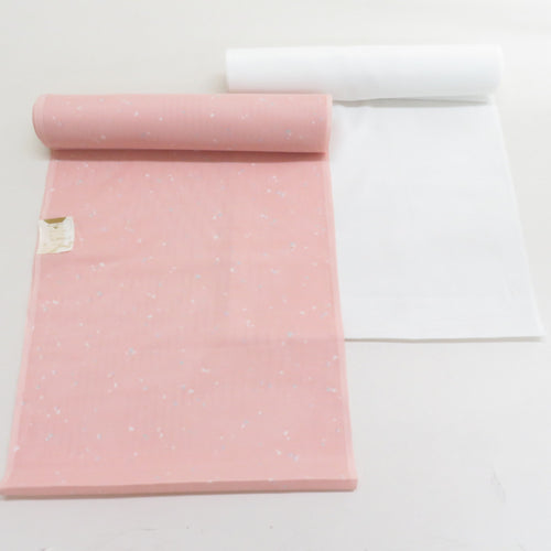 反物 絽 夏用 小紋着尺 襦袢地 セット ポリエステル 洗える 桃色 白色 着物生地 和裁 未仕立て 長さ1200cm