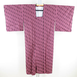 着物コート よろけ縞柄 雨コート 和装 道行 紫色 正絹 織文様 身丈132cm