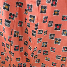 Load image into Gallery viewer, Antique Meisen kimono square pattern wide collar orange lined lined casual kimono retro height 152cm