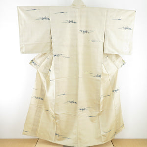 Tsumugi Kimono Kimono Five -storied Power Buns Yellow Single Character Wide collar silk casual kimono tailoring 153cm