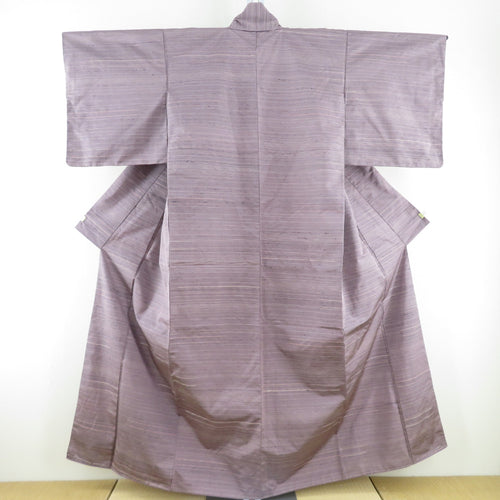 Tsumugi Kimono Horizontal striped sentence Purple lined lined collar silk silk casual casual kimono tailor