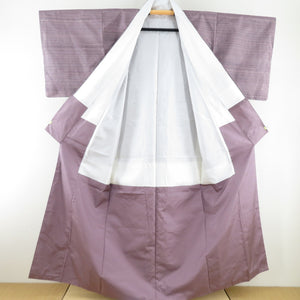 Tsumugi Kimono Horizontal striped sentence Purple lined lined collar silk silk casual casual kimono tailor