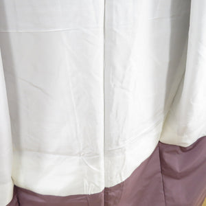 Tsumugi Kimono Horizontal striped sentence Purple lined lined collar silk silk casual casual kimono tailor