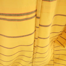 画像をギャラリービューアに読み込む, ウール着物 単衣 横縞文様 織り柄 黄色 バチ衿 カジュアルきもの 普段着物 仕立て上がり 身丈155cm