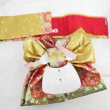 Load image into Gallery viewer, Children&#39;s kimono girl Hakosako set 9 -piece set Jux x Golden cherry blossom girls 3 years old Shichigosan