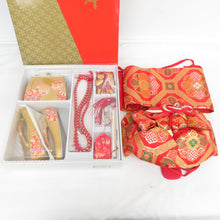 Load image into Gallery viewer, Children&#39;s kimono girl Hakosako set 8 -piece set Juzu x Golden Golden Shichigosan for girls 7 years old Shichigosan Hakuseko