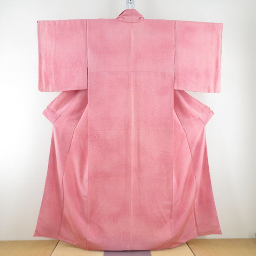 Komon Koume pattern Lined -collar Wide collar pink -colored silk -tailed Casual kimono 157cm