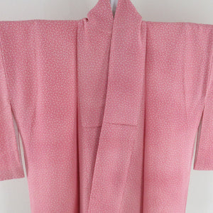 Komon Koume pattern Lined -collar Wide collar pink -colored silk -tailed Casual kimono 157cm