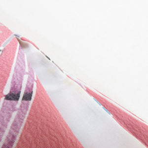 Komon Susuki and Geese Sanbi -made Lined Wide Collar Pink Park Polyester Washing Kimono