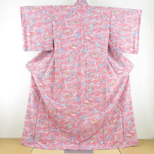 Load image into Gallery viewer, Komon Susuki and Geese Sanbi -made Lined Wide Collar Pink Park Polyester Washing Kimono