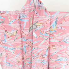 Load image into Gallery viewer, Komon Susuki and Geese Sanbi -made Lined Wide Collar Pink Park Polyester Washing Kimono