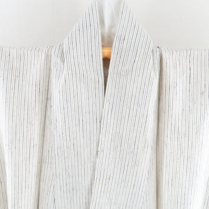 Tsumugi kimono striped Pepper white lined wide collar silk silk casual kimono tailoring 160cm