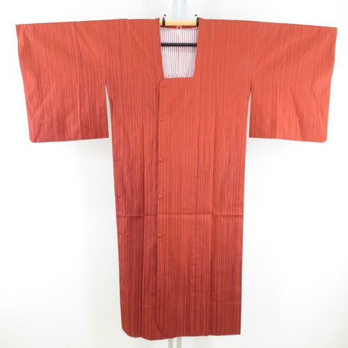 Kimono coat stripes pattern Rain Court Kimono Road Red Brown Pure Silk Woven Yama and Kinen