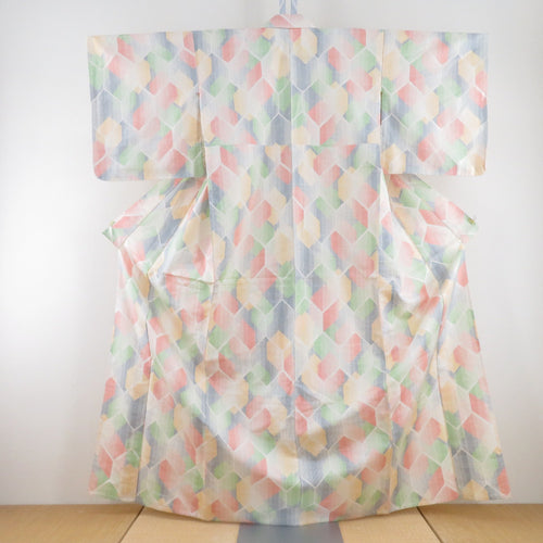 Tsumugi Kimono Kame -shell pattern White Bee Bee Bee Bee Collar Silk Silk Casual Kimono Tailor