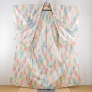 Tsumugi Kimono Kame -shell pattern White Bee Bee Bee Bee Collar Silk Silk Casual Kimono Tailor