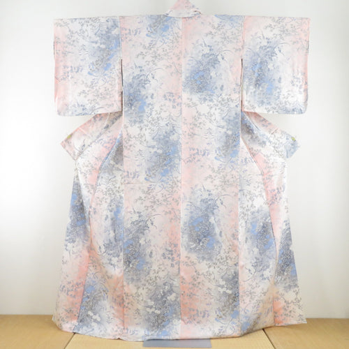 Komon Autumn Leaves on the autumn leaves of the flower pattern single -collar wide collar lighter pink pure silk -made casual kimono