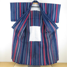 Load image into Gallery viewer, Yukata Shijira Own Women Yukata Blue Striped Pattern Summer These Ladies Tailor Raise 155cm