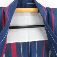 Load image into Gallery viewer, Yukata Shijira Own Women Yukata Blue Striped Pattern Summer These Ladies Tailor Raise 155cm