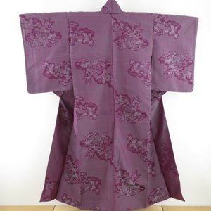 Antique dysmetic kimono car on the carrot car, wide collar purple lined lined casual kimono Retro height 149cm