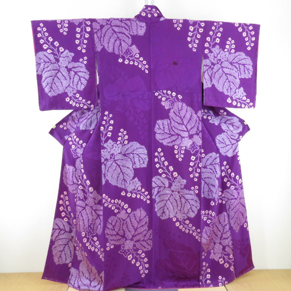 Komon Antique Total aperture Kiribun Purple Lined Lined Collar Silk Retro Old Kimono Star 159cm