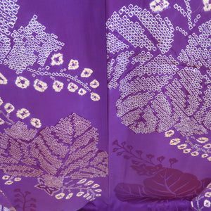 Komon Antique Total aperture Kiribun Purple Lined Lined Collar Silk Retro Old Kimono Star 159cm