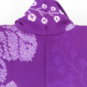 Komon Antique Total aperture Kiribun Purple Lined Lined Collar Silk Retro Old Kimono Star 159cm