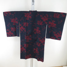 Load image into Gallery viewer, Road Antique Obana Black Pattern Pure Court Pure Black Retro Retro Kimono 110cm