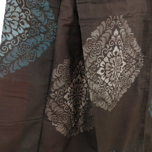 Tsumugi Kimono Antique Oshima Tsumugi Brown Brown Lined Bulk Silk Roir Retro Taisho Roman Old Kimono Star Hall 145cm