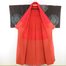 Load image into Gallery viewer, Tsumugi Kimono Antique Oshima Tsumugi Brown Brown Lined Bulk Silk Roir Retro Taisho Roman Old Kimono Star Hall 145cm