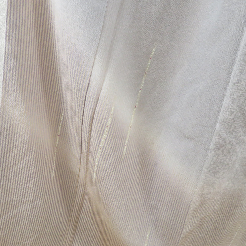 訪問着 縞に唐花文様 グレー色 紫ぼかし 袷 広衿 正絹 紋なし 仕立て