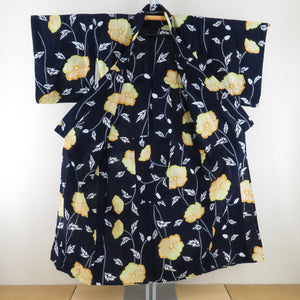 Yukata Women's morning glory pattern Navy blue cotton summer summer tailoring small size 145cm