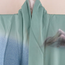 Load image into Gallery viewer, Visit Mountain Contact Popular Foil Blue -Green Lined Lined Collar Pure Collar Silk Crest Tailored Kimono Star Power 165cm